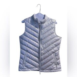 Women's White Irridescent Goose Down Puffer Vest
